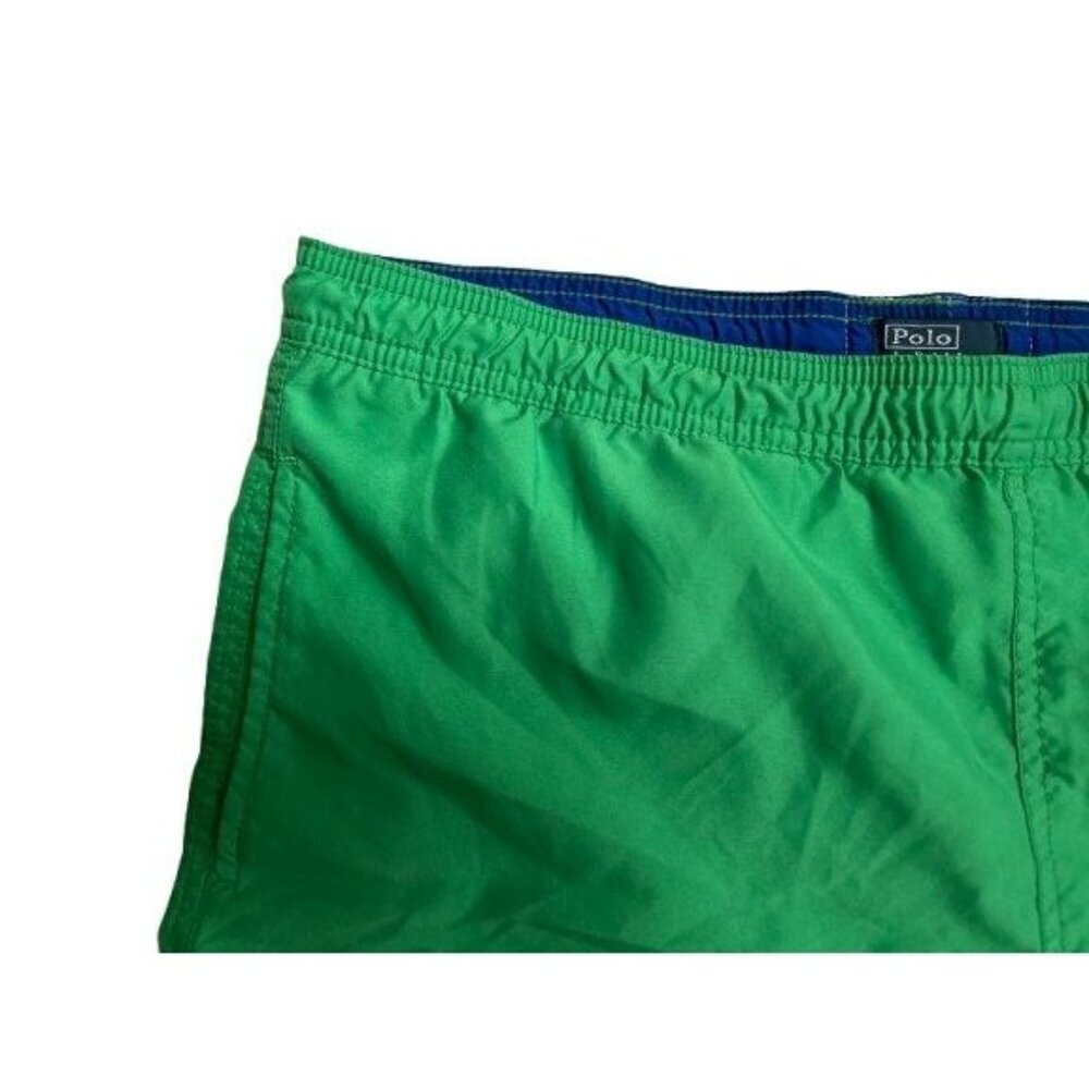 Polo Ralph Lauren Green Solid Traveler Polo Bear 5.5" Swim Trunks - Picture 4 of 9